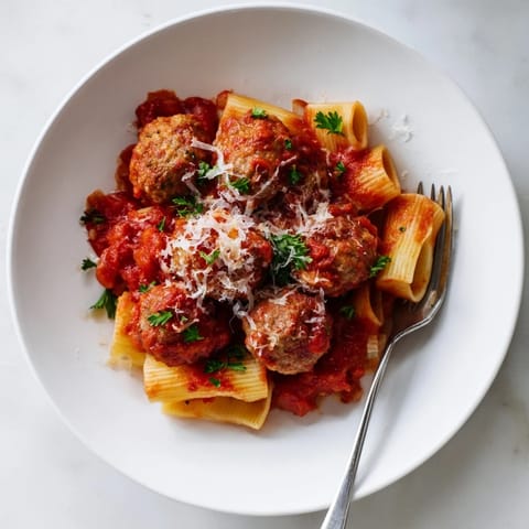 A rustic bowl of turkey meatballs simmered in chunky marinara, ready for a cozy Italian-American family dinner.
