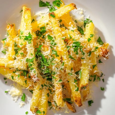 Truffle Parmesan Fries tossed in truffle oil and grated Parmesan cheese.
