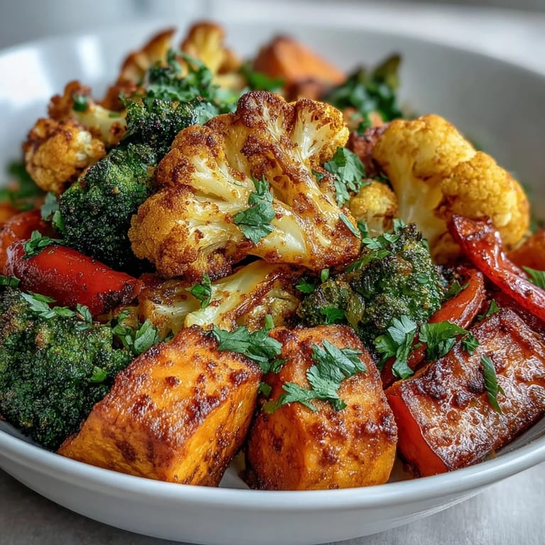 A close-up view of Anti-Inflammatory Turmeric Roasted Vegetables, showing tender carrots and red onion wedges with fresh cilantro and a lemon squeeze.