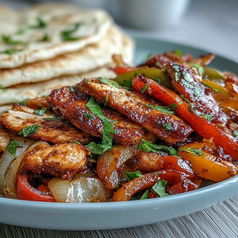 Easy Chicken Fajitas served sizzling hot in a skillet, paired with shredded cheese, guacamole, and fresh lime for zest.