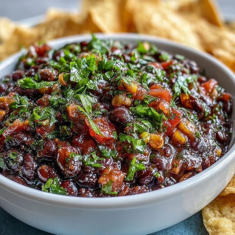 Creamy black beans and sweet corn mingle in this easy, zesty Three-Ingredient Cowboy Caviar Dip, perfect for parties.  