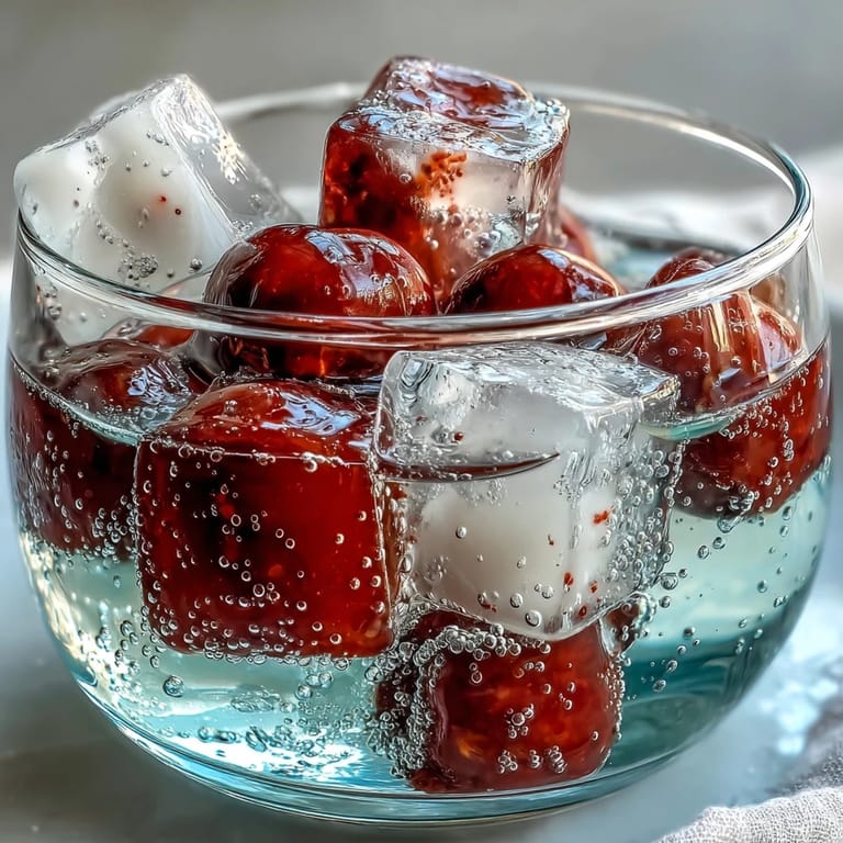 Refreshing lychee agar jelly cubes nestled in effervescent sparkling yuzu water, a sweet treat.