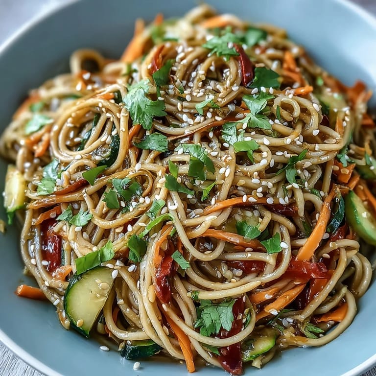 Enjoy this colorful cold soba noodle salad with sesame ginger; a perfect light vegetarian lunch.